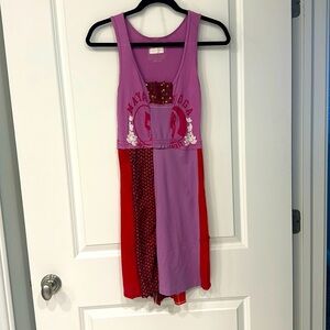 Fun mixed fabric tank top dress